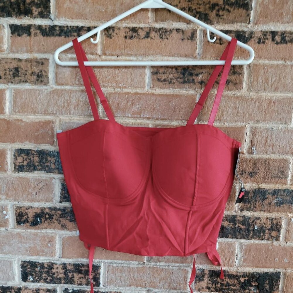 NWT OPPA! Red Dual Side Lacing Gothic Crop Top